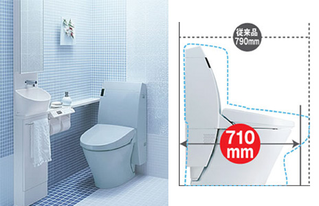 スリム化したトイレの寸法図